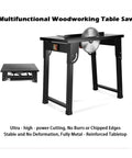 Slick Portable Folding Table Saw With Hassle Free Hookup And Big Power Three Thousand Watt Motor Engineered For Fast Desktop Wood Cutting And Sweet Panel Slicing, showcasing sturdy design and sharp blade.