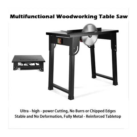 Slick Portable Folding Table Saw With Hassle Free Hookup And Big Power Three Thousand Watt Motor Engineered For Fast Desktop Wood Cutting And Sweet Panel Slicing, showcasing sturdy design and sharp blade.