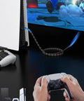 Flat Nylon Braided Cat7 Ethernet Cable 25 Ft Dope Ultra Slim And Heavy Duty Shielded Pure Copper LAN Cord Delivers 10Gbps High Speed For Gaming PS5 Xbox PC Router And Smart TV Ideal For Under Carpet Setup connecting a gaming console and TV