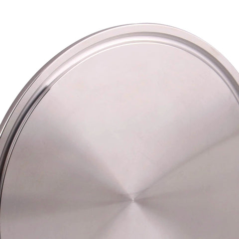 End cap for sanitary tri-clamp ferrule, stainless steel 304, 4-inch tube OD, close-up view