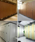 Four styles of public toilet partitions showcasing Two Piece 304 Stainless Steel Public Toilet Partition Hinge Self Closing Spring Hinge Right Side 85mm By 75mm Durable Public Restroom Hardware For Hotels Shopping Malls Public Facilities