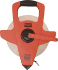 Nylon-Reinforced Steel Blade Tape Measure with Speed Rewind, 300-Foot, in high-visibility orange polycarbonate case with handle.
