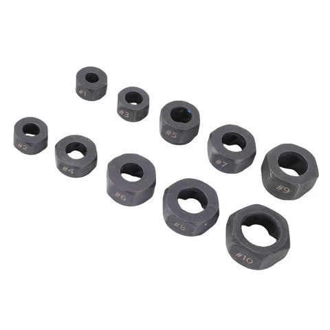 Top Notch 10 Pc Nut Remover Extractor Set 9 To 19mm Impact Socket Kit Built From Heavy Duty No 45 Steel With Reverse Helical Grooves To Yank Out Stripped Damaged Screws And Studs Fast For Any Auto Job, 10-piece set sizes #1-#10
