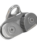 Stainless Steel Boat Cam Cleat For Rope 5 To 15mm With 3.34 Inch Fairlead Ring And Progressive Teeth, front view