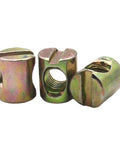 Barrel Nuts For Furniture And Diy Woodworking Hammer Head Threaded Inserts M6 M8 Zinc Plated 10 Pcs Cross Hole Design