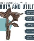 Heavy Duty Cast Iron Bird On a Branch Wall Hook With Screws Included For Real Deal Rustic Home Decor And Darn Smooth Hanging Organization You Will Love, detailed view showing bird and leaves.