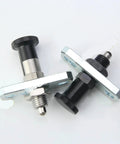 Heavy Duty Spring Loaded Indexing Plunger With Locking Knob And Flanged Base, featuring flanged metal base and two styles.