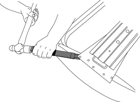 Spot Weld Chisel For Auto Body Panels Heavy Duty Panel Separator Tool in use with hammer for damage-free weld removal.