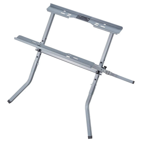 Heavy Duty Table Saw Stand With 350 Pound Load Capacity, Badass Foldable Rolling Workstation, Universal Fit For Jobsites, Tough As Nails And Built Like A Tank, gray steel construction, folded position.