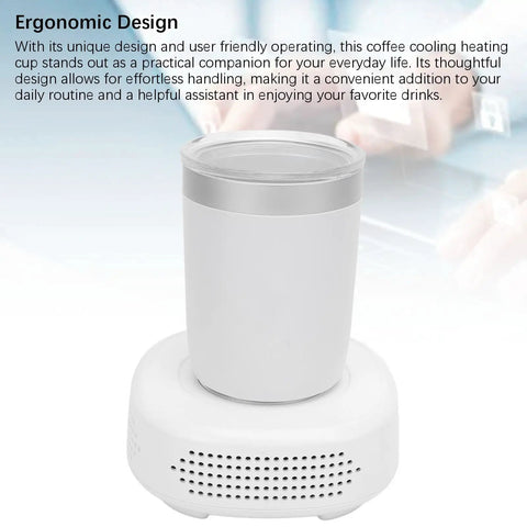 Smart Two In One Desk Mug Warmer And Chiller With Electric Temperature Control on white base, ergonomic design for easy handling.