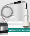 Ice Water Level Sensor Probe Kit Harness Replacement 000016053 For Ice Machines, shown with wiring and ice machine example.