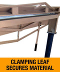 Close-up of the clamping mechanism on the 72-Inch Manual Sheet Metal Brake for 22 Gauge Mild Steel and 20 Gauge Aluminum
