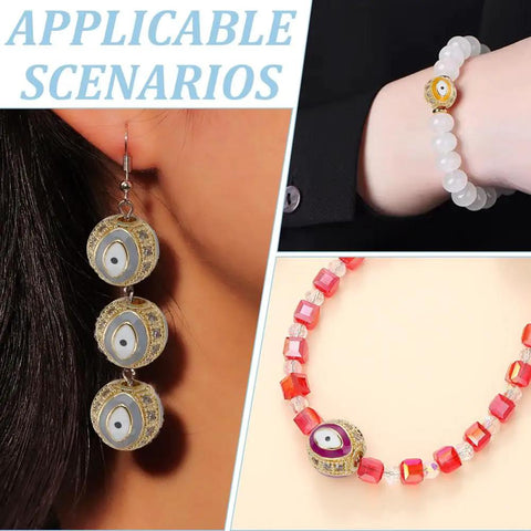 Evil Eye Brass Golden Cubic Zirconia Beads Set in earrings and bracelets for DIY jewelry making