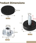 50 Pcs Leveling Feet With T Nuts And Felt Pads 1/4-20 Thread Furniture Levelers For Tables Chairs Cabinets Stools Height Adjustable For Uneven Floors Easy Install And Great For Replacing Old Feet, dimensions shown