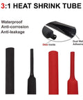 Heavy Duty 2 Gauge To Five Sixteenth Inch Copper Lug Ring Terminals Kit With Ten Connectors And Red Black Dual Wall Heat Shrink Tubing For Battery Cables Premium Annealed Electrolytic Copper Lugs 3:1 heat shrink tube, black and red
