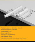 Push To Open Magnetic Cabinet Latch Set 2 Pack Door Catch And Drawer Closer With Spring Loaded Plunger in white ABS measured