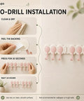 No drill installation steps for Six Hook Wall Rack Swivels 180 Degrees For Home Use No Hangups Peel Mount Shields Drywall.