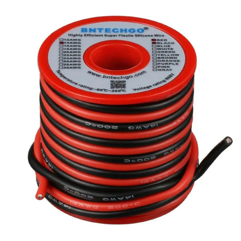 Red And Black Silicone Wire 14 Gauge Spool Two Separate Wires 20 Ft Each Ultra Flexible 14 AWG Stranded Tinned Copper Wire on spool