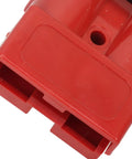 Fauitay 50A Quick Battery Connector Plug Kit with Rubber Sleeve For High Conductivity Wiring In RV Tractor Solar Systems Up To 36V Heavy Duty Power Link red plastic connector close-up