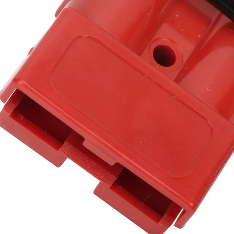 Fauitay 50A Quick Battery Connector Plug Kit with Rubber Sleeve For High Conductivity Wiring In RV Tractor Solar Systems Up To 36V Heavy Duty Power Link red plastic connector close-up