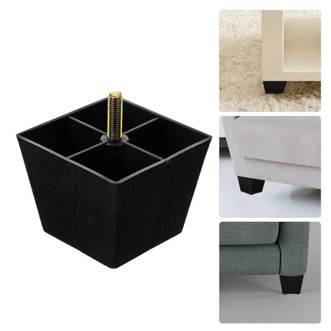 Adjustable Square Furniture Feet With Threaded Studs For Couches And Sofas Durable Plastic And Metal Construction