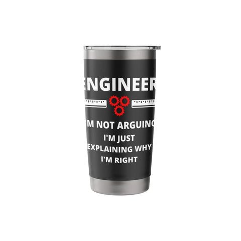 Not Arguing Just Explaining It With Engineering Logic Stainless Steel Insulated Tumbler with gear design and text