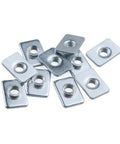 Beefy Zinc Plated Tee T Nuts M3 M4 M5 for 20 Series V Slot Aluminum Profiles, showing multiple nuts in a pile