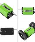 Super Smooth Digital Rolling Meter Counter With Kickass Six Digit Display For Precise Textile And Faux Leather Length Measurement Zero Hassle Tracking And Nail It Exactness On Every Yard, shown from multiple angles with dual wheels.