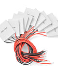 Dope 12V 60W Peltier Cooler Module For DIY PCs And Gaming Consoles, stack of 10 40mm TEC modules with red and black wires
