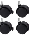 Threaded Caster Set Of 4 M8 X 1.25 Swivel Stem Office Chair Wheels With Locking Brake Regular Size 2 Inch Diameter