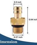 Front view of brass Raincovo chemical injector fitting with 1/8 inch BSP male thread and O-ring.