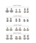 Straight Up Photography Essentials Solid Camera Screw Set With Heavy Duty 1 4 Inch 20 And 3 8 Inch 16 Threads For Dslr Cage Pack of 24 in silver finish.