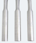 Three chrome molybdenum steel seat posts for BMX and fixed gear bikes, showing 25.4mm, 26.8mm, 27.2mm diameters, 230mm length.