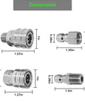 Amazon stainless steel set of four 1/4 in quick-connect pressure washer fittings with female and male NPT adapters.