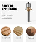 Get Ready To Smooth All Your Corners With This Killer 6Mm Double Bearin Round Edge Router Bit Perfect For Professional Woodworking On MDF And Plywood, showing application on density boards, chipboard, and hardwood.