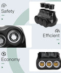 5 Pack 3 Port Insulated Multi Tap Wire Connectors Single Sided Entry For 2/0 To 6 AWG showing safety and efficient design.