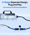 High Voltage 58 Point 4V 18Amp Lithium Ion Battery Charger For Golf Carts And Trolling Motors with 2 pin connector and plug design.