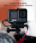 All Metal Bike Handlebar Stem Mount For Action Cameras And Flashlights Heavy Duty Aluminum Bicycle Stem Camera Mount With M5x35mm Shoulder Bolts CNC Machined Rust Proof Ultra Stable Ride Ready attached to action camera.