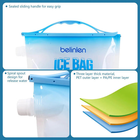 6 Pack Reusable Ice Bags For Cooler 11x14 Inches Each Hold 5 Pounds Of Ice Leakproof With Sealed Sliding Handle