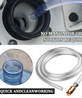 Heavy Duty Car Gas Siphon Hose Pump 5.9 Foot Safe Self Priming Transfer Tube For Fuel Water And Oil with clear PVC tube near fuel tank.