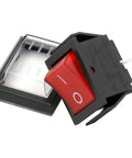Rocker Switch On Off DPST 4 Terminals With Red Indicator Light 16A 250VAC Weatherproof Cover For Heavy Duty Power Control In Harsh Environments