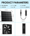 7 Inch Solar Powered Vent Fan With 22W Panel For Outdoors All Weather High Airflow Exhaust For Greenhouse Chicken Coop Shed And Trailer IPX7 Waterproof Brushless DC Motor 16.5 Ft Cable On Off Switch