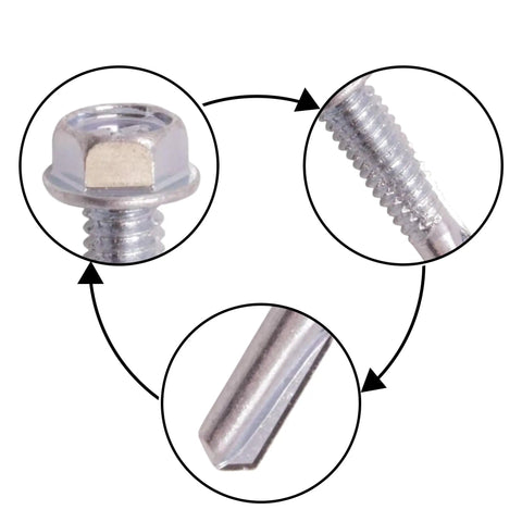 Self Drilling Hex Washer Head Tek Screws For Attaching Sheet Metal To Metal Size 12 24 By 1 1 4 Inch Zinc Plated Steel Self Tapping Screws