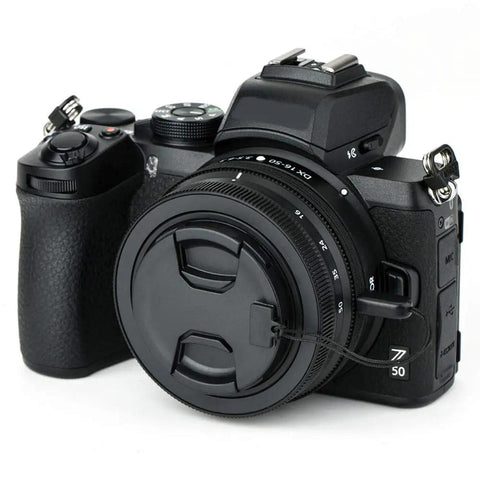 Two Pack 46mm Front Lens Cap With Deluxe Cap Keeper on camera, Center Pinch Design, Fits 46mm Filter Thread Lenses for Nikon Z Series