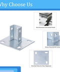 4 Piece Strut Post Bases for 1-5/8 Inch Square Single Channel U Shape Floor Mount With 4 Slotted Holes, 5.7 by 5.7 Inch