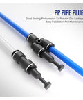 Get A Boss Level 60Pcs Push To Connect Kit With Brass Quick Couplers In 1/4 And 3/8 Inches That Slaps On Air Hoses Instantly For Compressors Without Tools, black PP pipe plug on blue tube