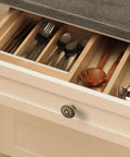Drawer with Vintage Antique Brass Sunburst Cabinet Knob set of 6 with distressed floral design for kitchen cabinets in zinc alloy hardware.