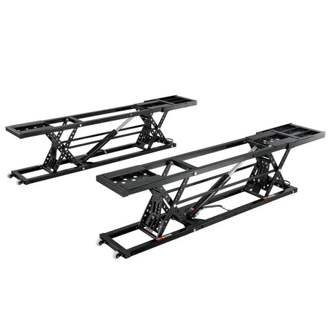 Beefy Portable Car Lift With 7000 Lbs Capacity And 26.8 Inch Lift Height Heavy Duty Carbon Steel Frame 120V Power Unit Great For Trucks SUVs And Long Wheelbase Vehicles