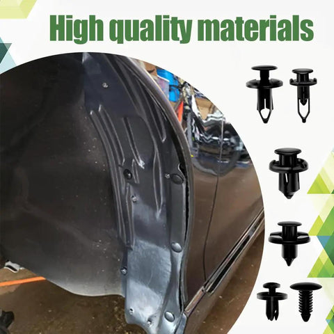 Universal Car Retainer Clips Kit With 200 Pcs Nylon Fasteners shown for auto body fender installation, durable and high quality