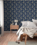 Little Rococo PVC Free Wallpaper Featuring Heavy Duty Poly Blend With Smooth Linen Texture For Kitchens Bathrooms And Mudrooms in bedroom setting.